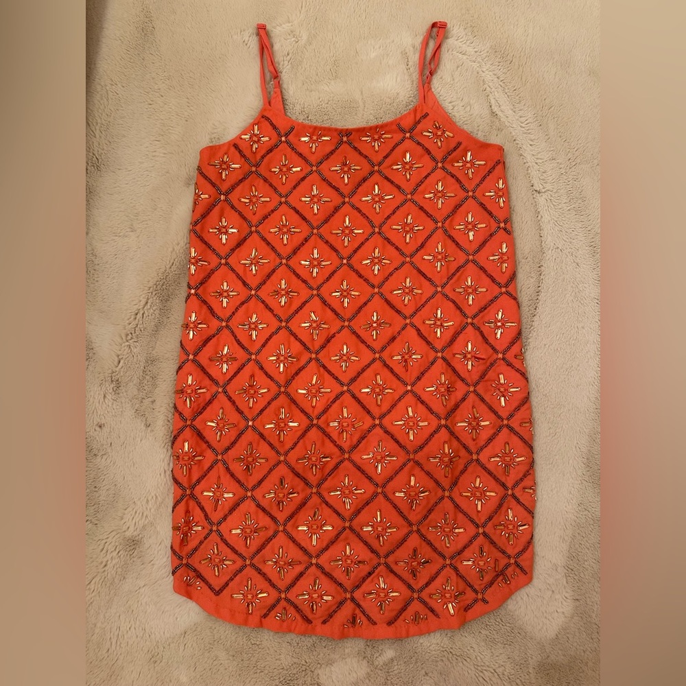 NBD Revolve Hypnotize Me Micro Mini Coral Beaded Dress NWOT Size Small